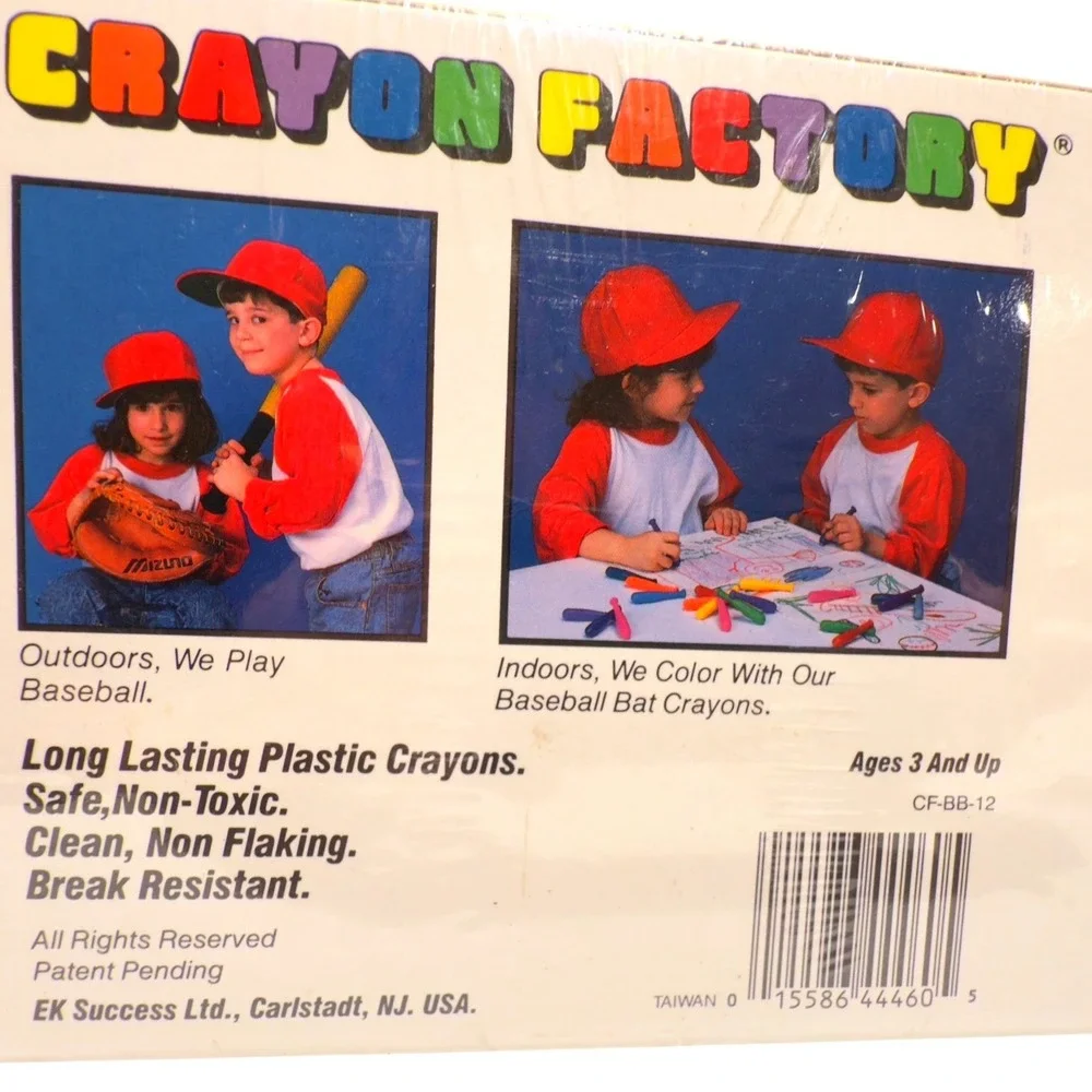 Vintage Crayon Factory Baseball‎ Bat Crayons Set of 12 Unopened Made in Taiwan